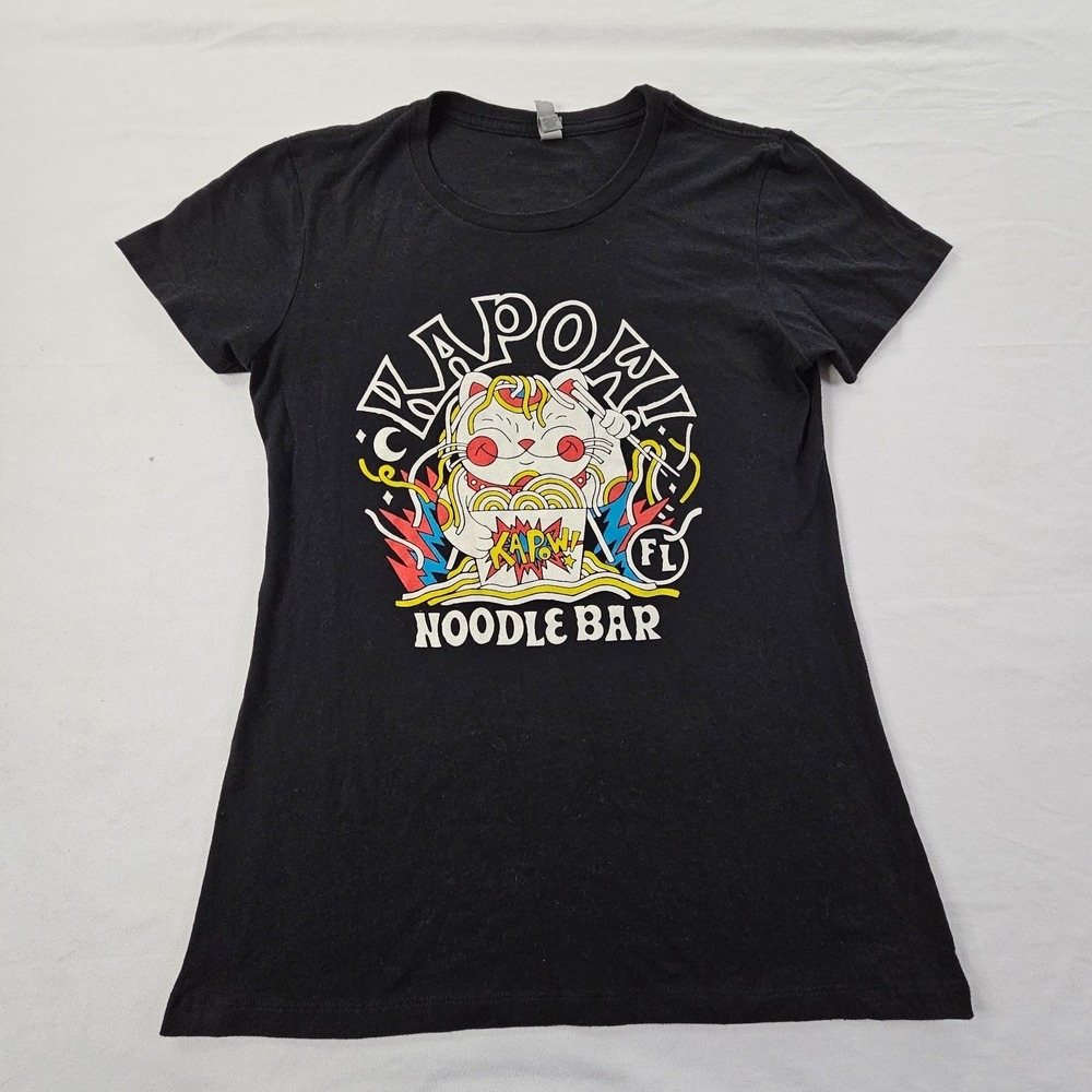 Kapow Noodle Bar FL Black Short Sleeve Cotton Blend T-Shirt Women's M